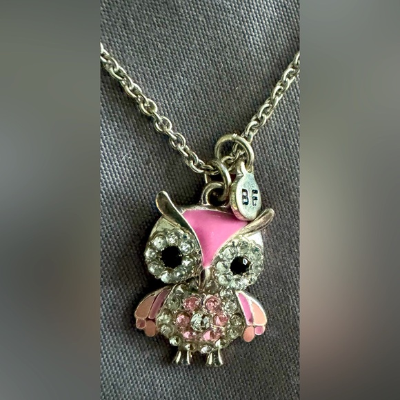 ❤️NWOT❤️SILVER OWL NECKLACE❤️GIRLS/WOMENS❤️PINK & CLEAR CRYSTALS❤️ - Picture 1 of 6